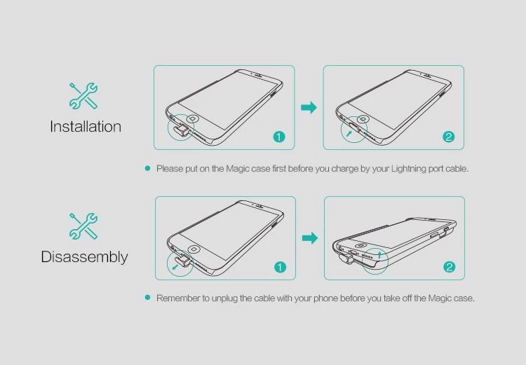 Apple iPhone 6 Plus dėklas auksinis Nillkin Magic  Qi Wireless Charging