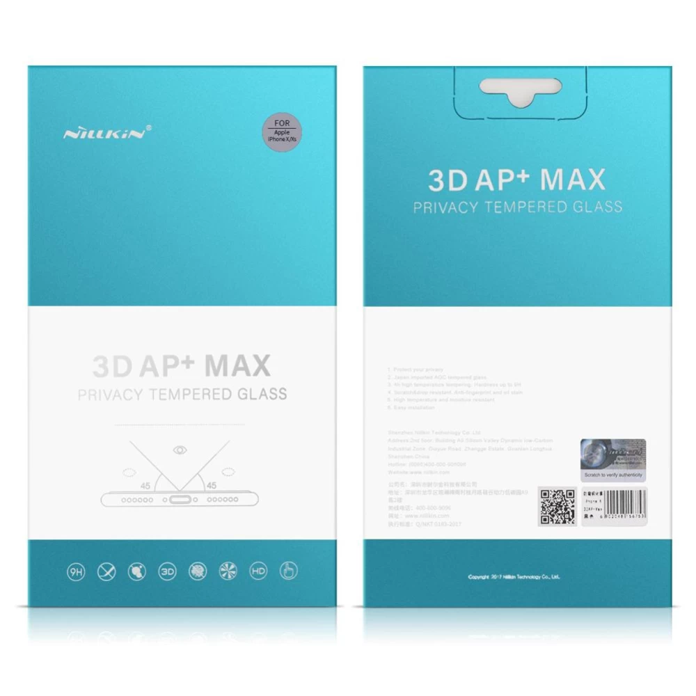 Apple iPhone X panssarilasi musta Nillkin 3D AP+MAX Tempered Glass