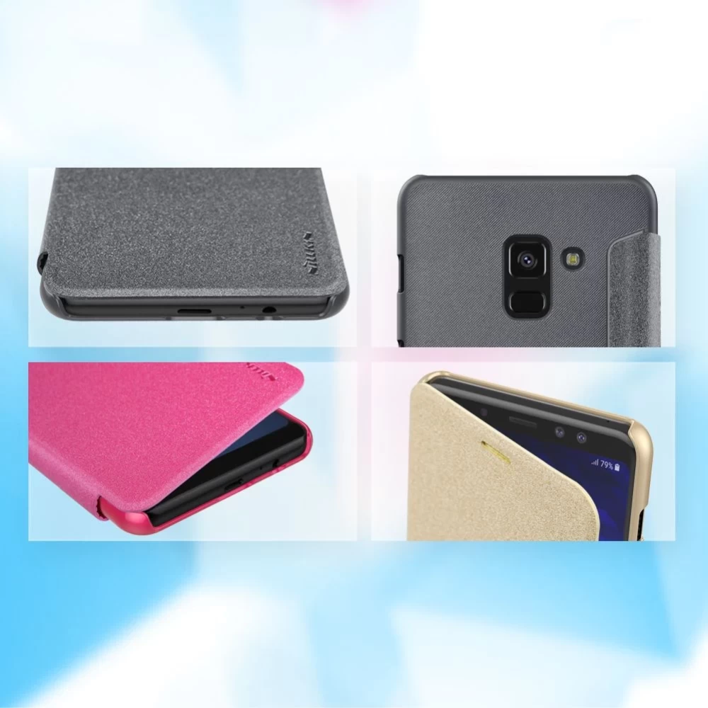 Samsung Galaxy A8 Plus fodral rosa Nillkin Sparkle Leather