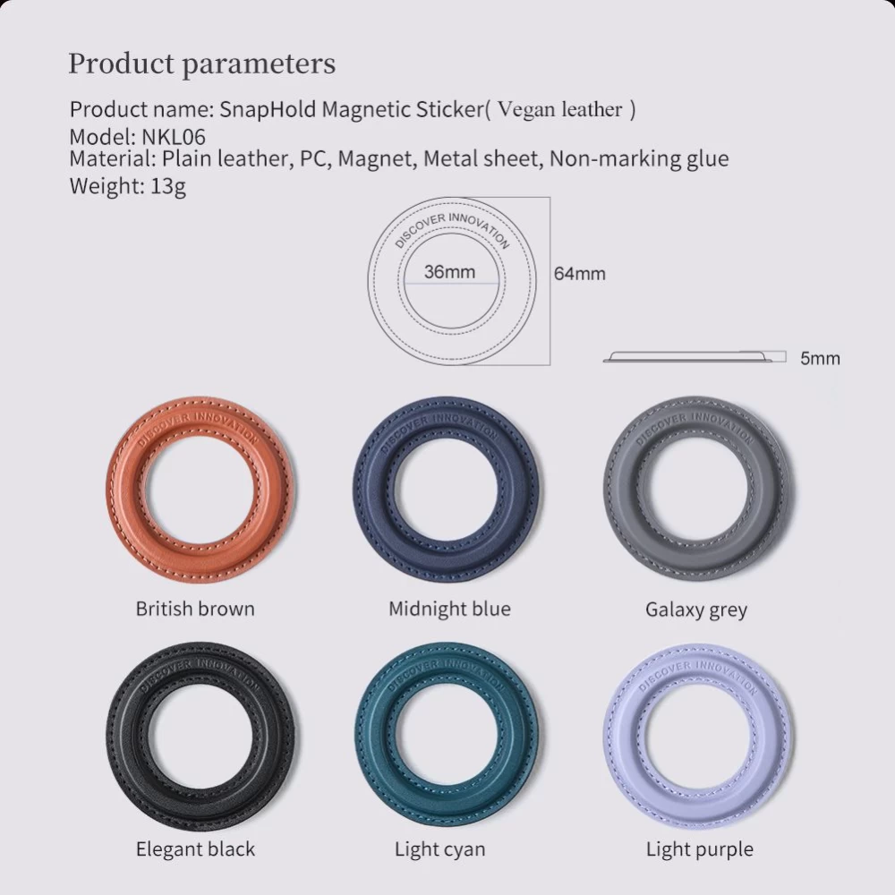 Puhelintarvikkeet Magnetic Plate NILLKIN SNAPHOLD MAGNETIC STICKER (VEGAN LEATHER) (1-pack) 