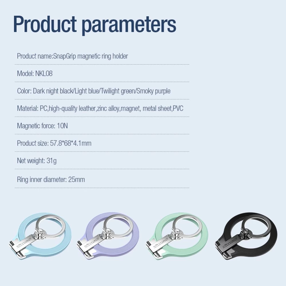  Magnetic Plate NILLKIN SNAPGRIP MAGNETIC RING HOLDER  zaļš