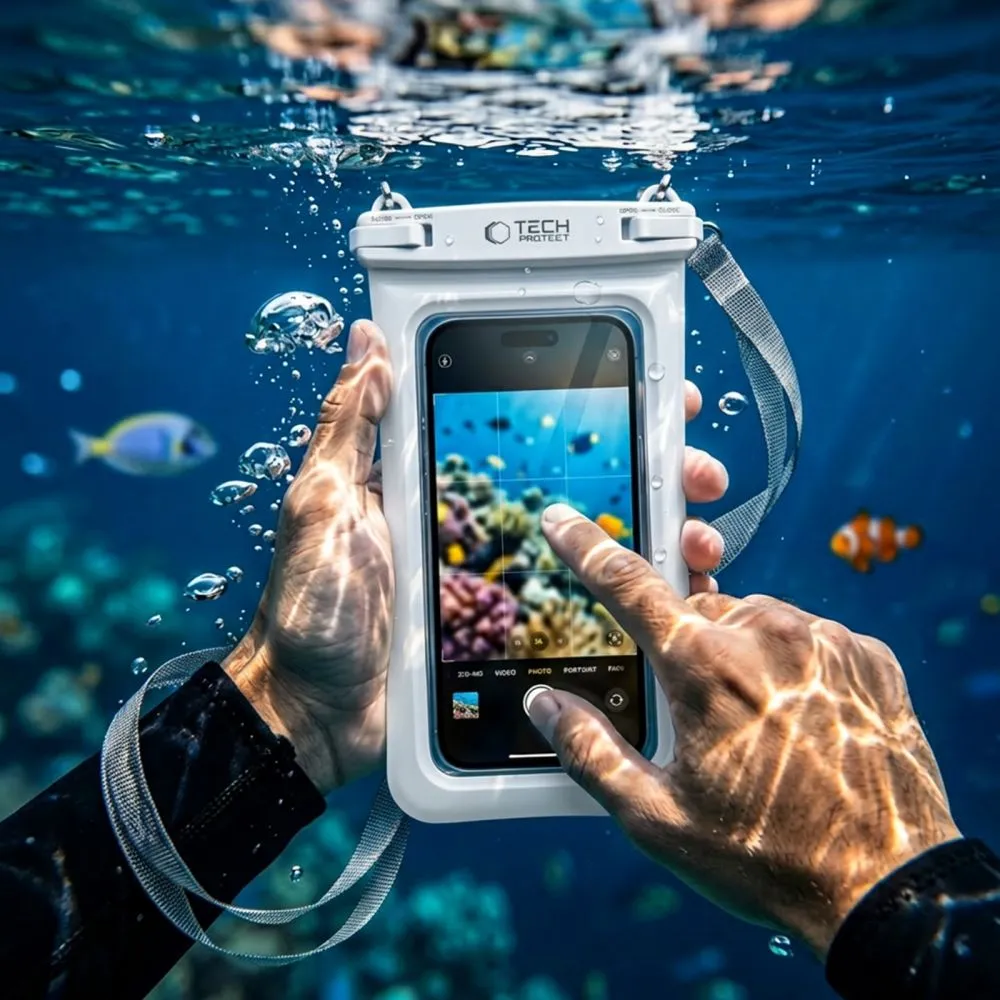  Dažādi telefona maciņš balts TECH-PROTECT UWC7 UNIVERSAL WATERPROOF FLOATING CASE 6.9 INCH