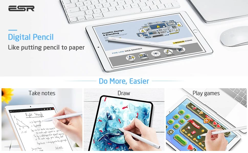  Dažādi ESR Digital Pencil  balts