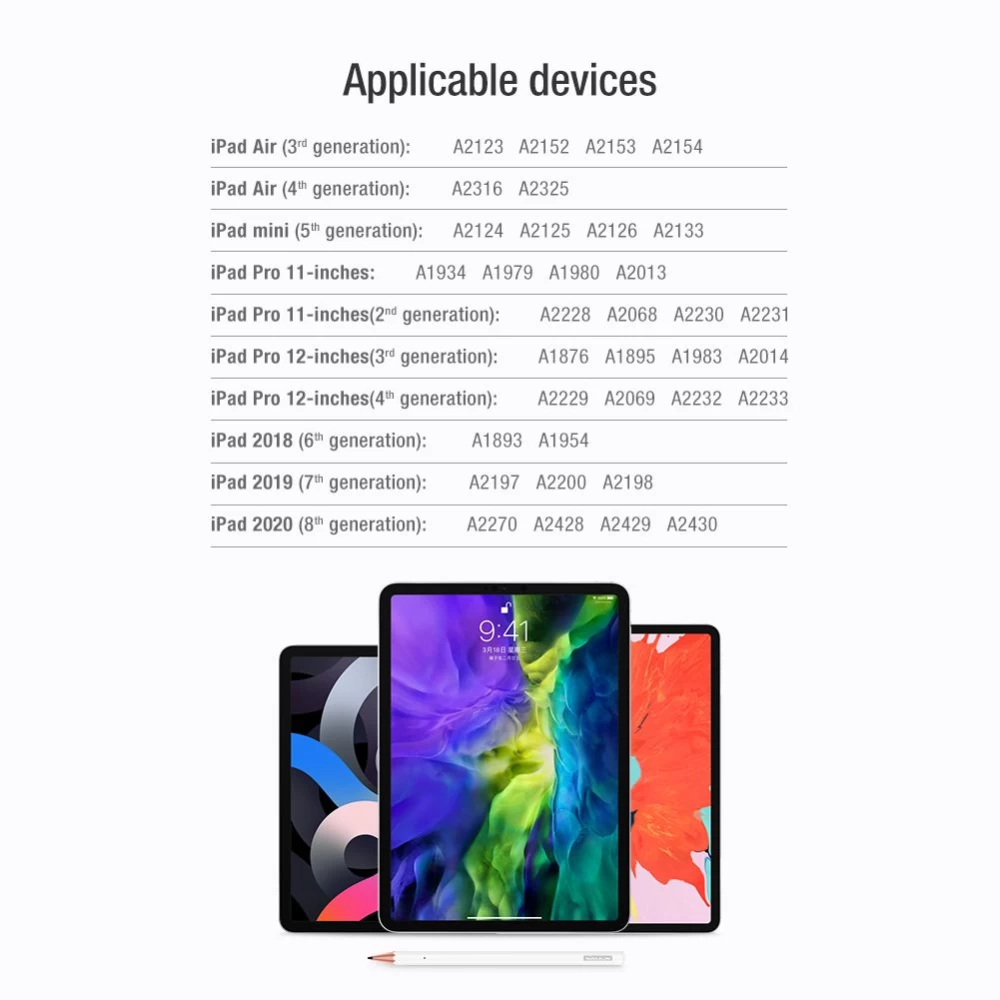  Dažādi Nillkin Crayon K2 iPad Stylus  balts