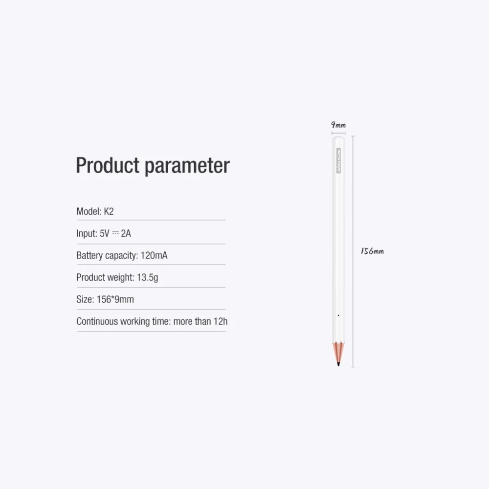  Dažādi Nillkin Crayon K2 iPad Stylus  balts