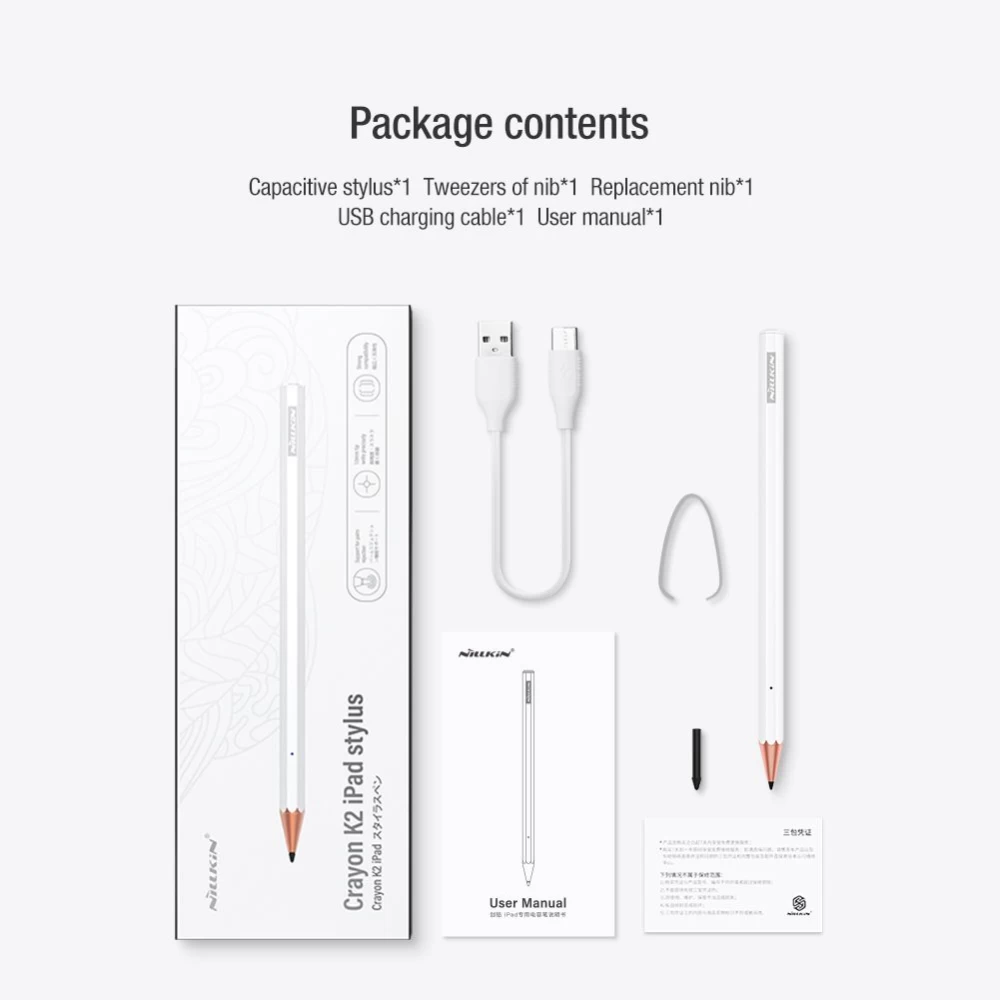  Dažādi Nillkin Crayon K2 iPad Stylus  balts
