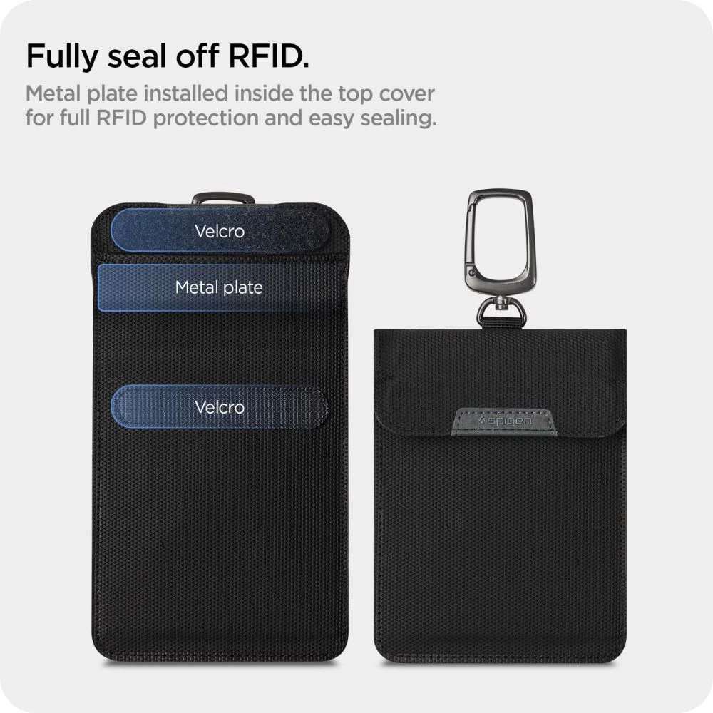 Dažādi telefona maciņš melns SPIGEN POUCH KEYLESS RFID SIGNAL BLOCKER