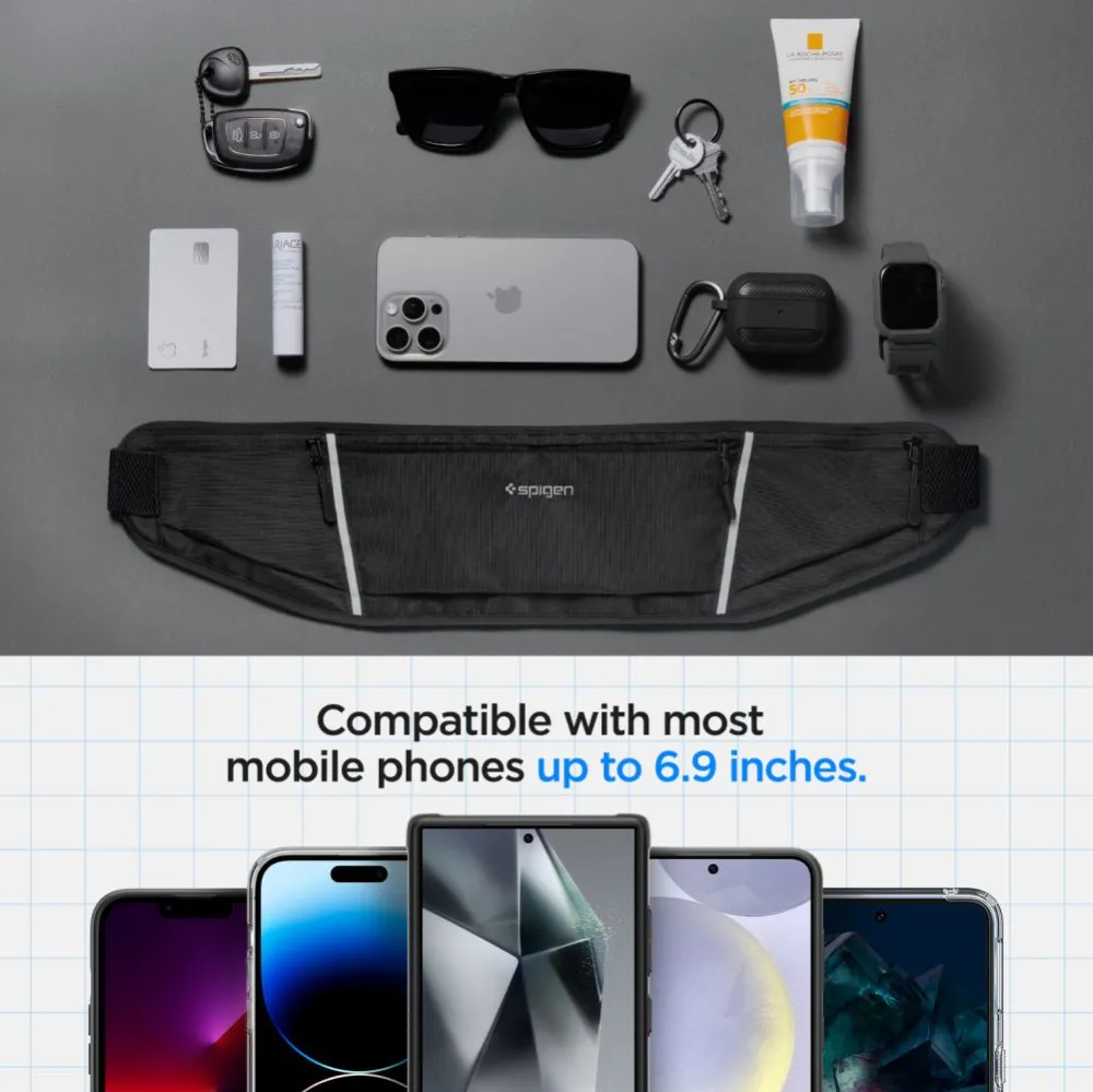 Dažādi telefona maciņš melns SPIGEN A710 DYNAMIC SHIELD WAIST BAG