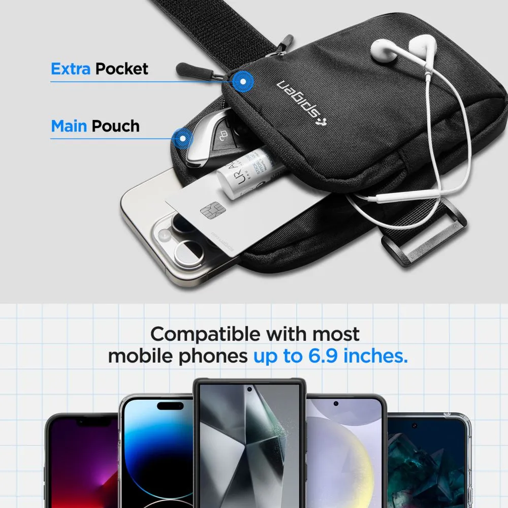 Dažādi telefona maciņš melns SPIGEN A702 DYNAMIC SHIELD ARMBAND