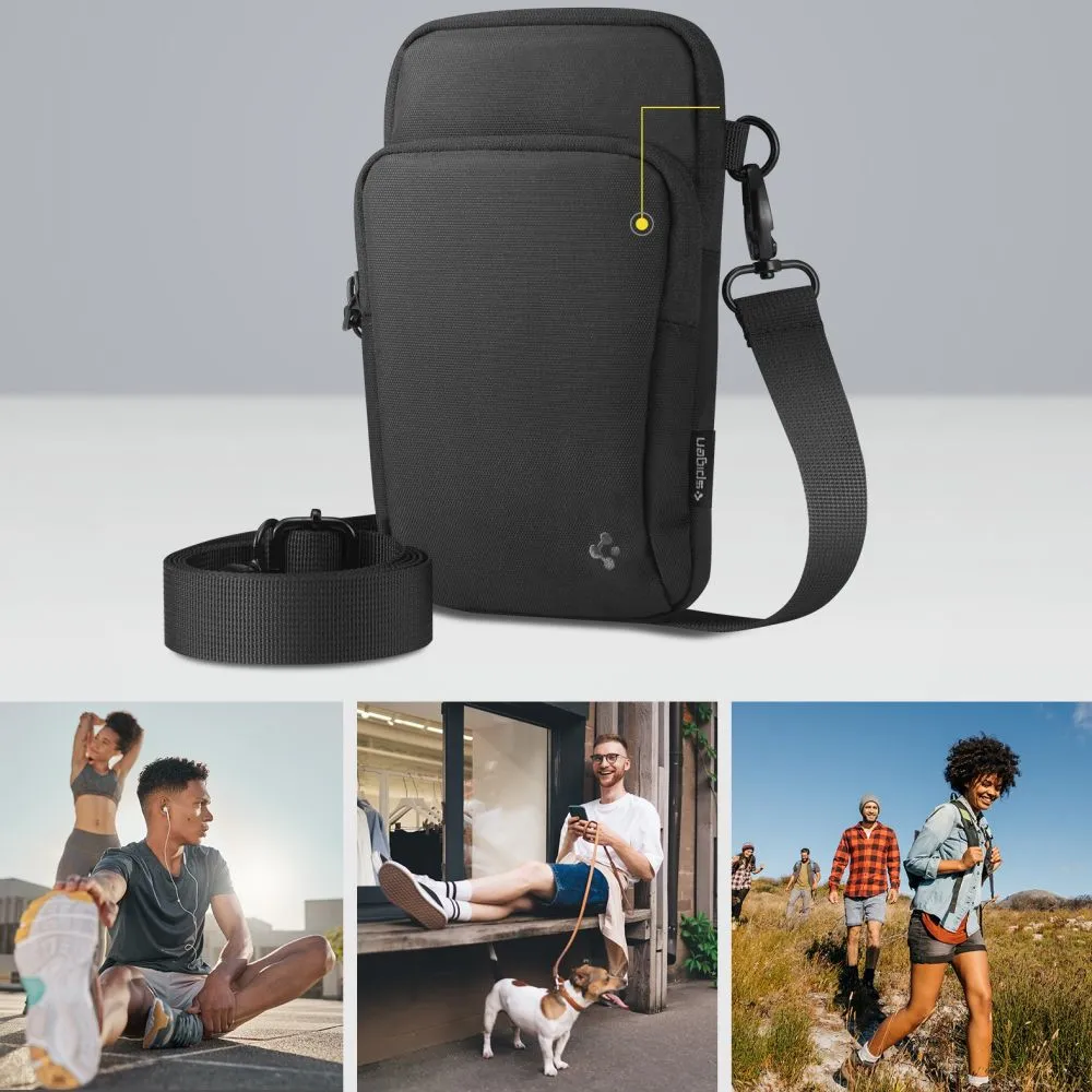 Dažādi telefona maciņš melns SPIGEN KD400 UNIVERSAL CROSS BAG KLASDEN