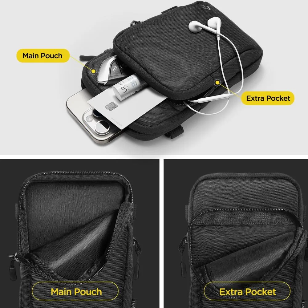 Dažādi telefona maciņš melns SPIGEN KD400 UNIVERSAL CROSS BAG KLASDEN