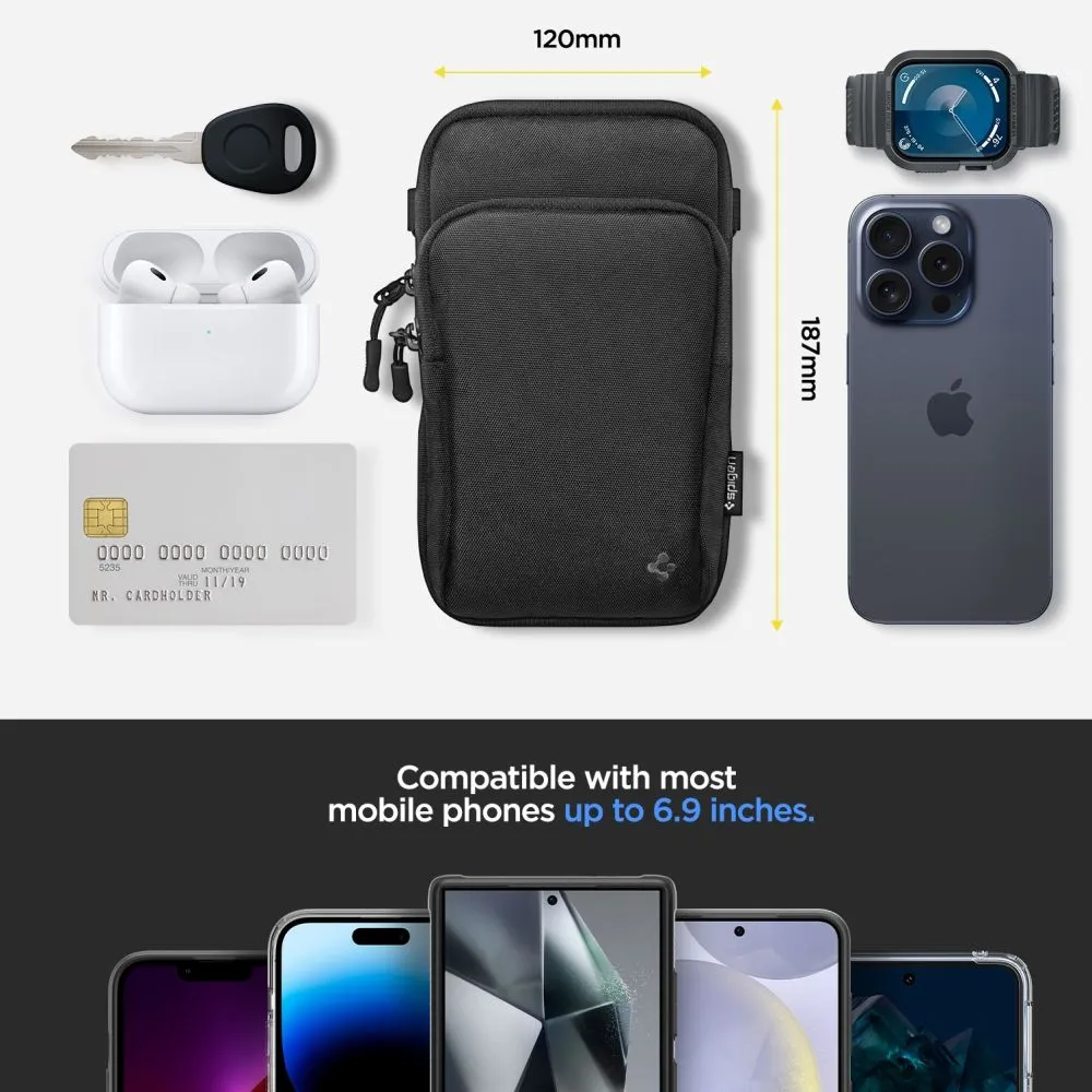 Dažādi telefona maciņš melns SPIGEN KD400 UNIVERSAL CROSS BAG KLASDEN