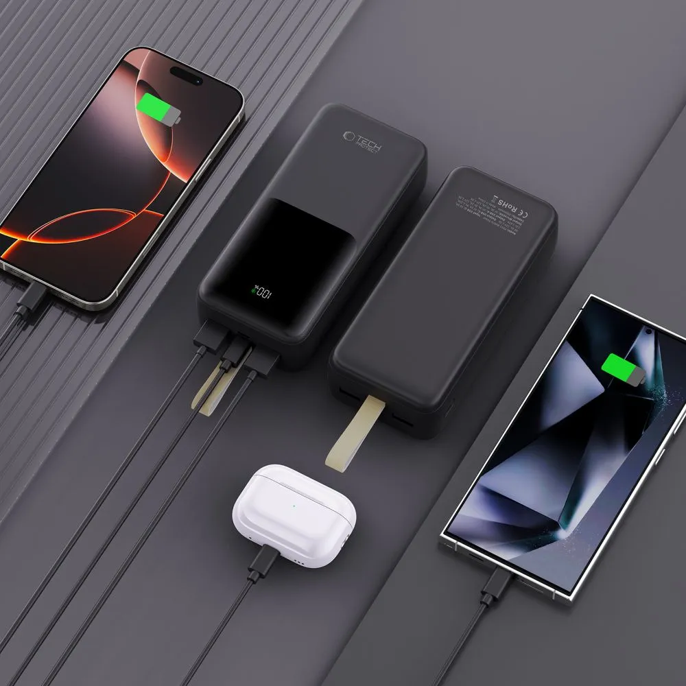  Dažādi TECH-PROTECT PB03 POWER BANK 30000MAH 22.5W  melns