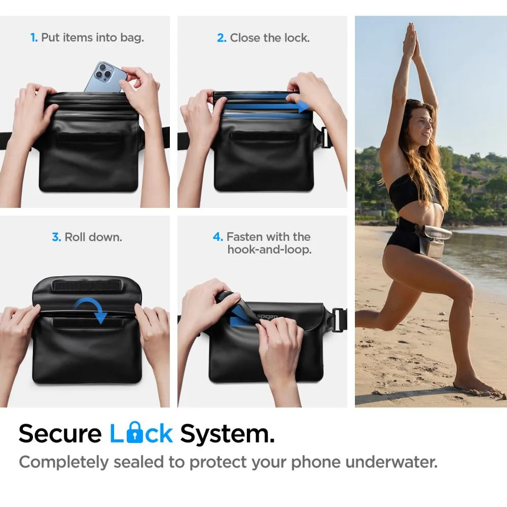 Dažādi telefona maciņš melns SPIGEN A620 UNIVERSAL WATERPROOF WAIST BAG 2-PACK