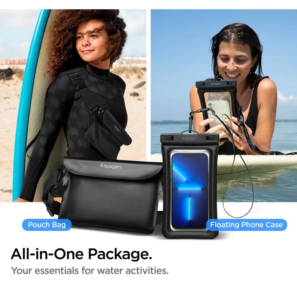 Dažādi telefona maciņš melns SPIGEN A621 UNIVERSAL WATERPROOF CASE & WAIST BAG