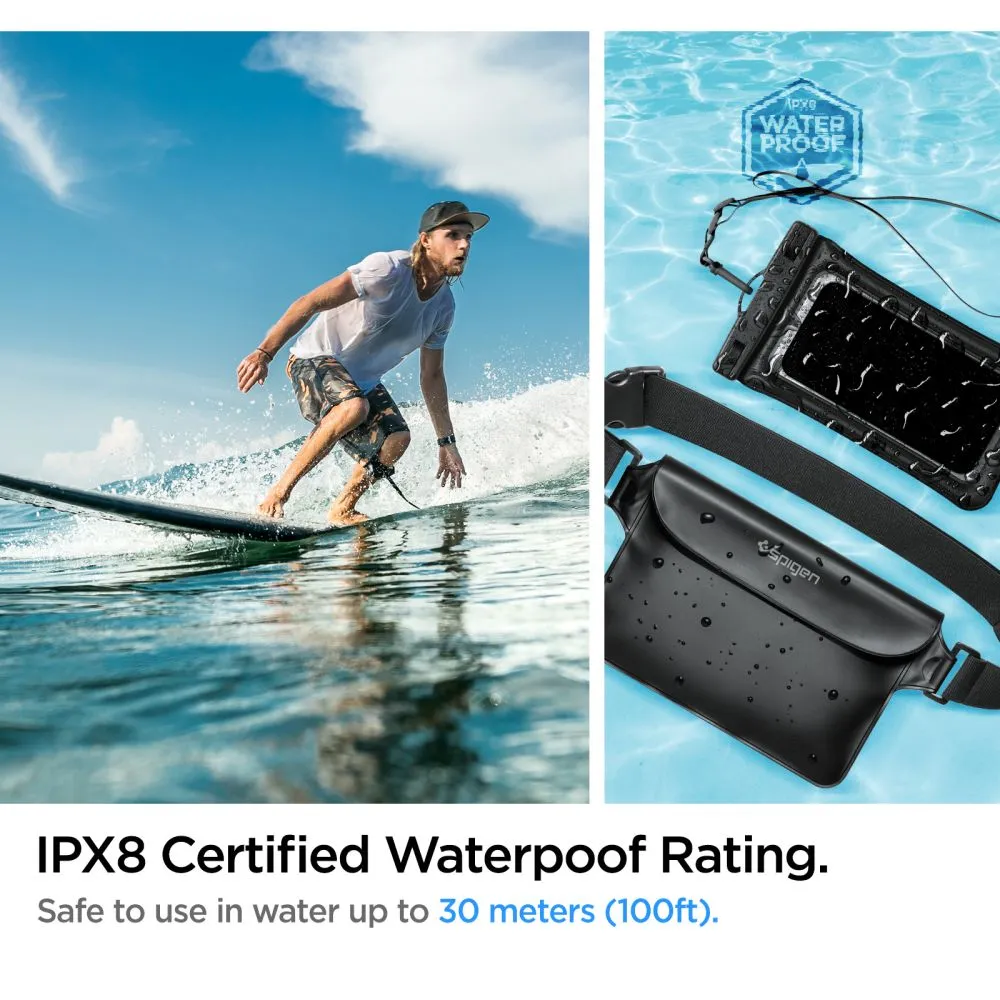 Dažādi telefona maciņš melns SPIGEN A621 UNIVERSAL WATERPROOF CASE & WAIST BAG