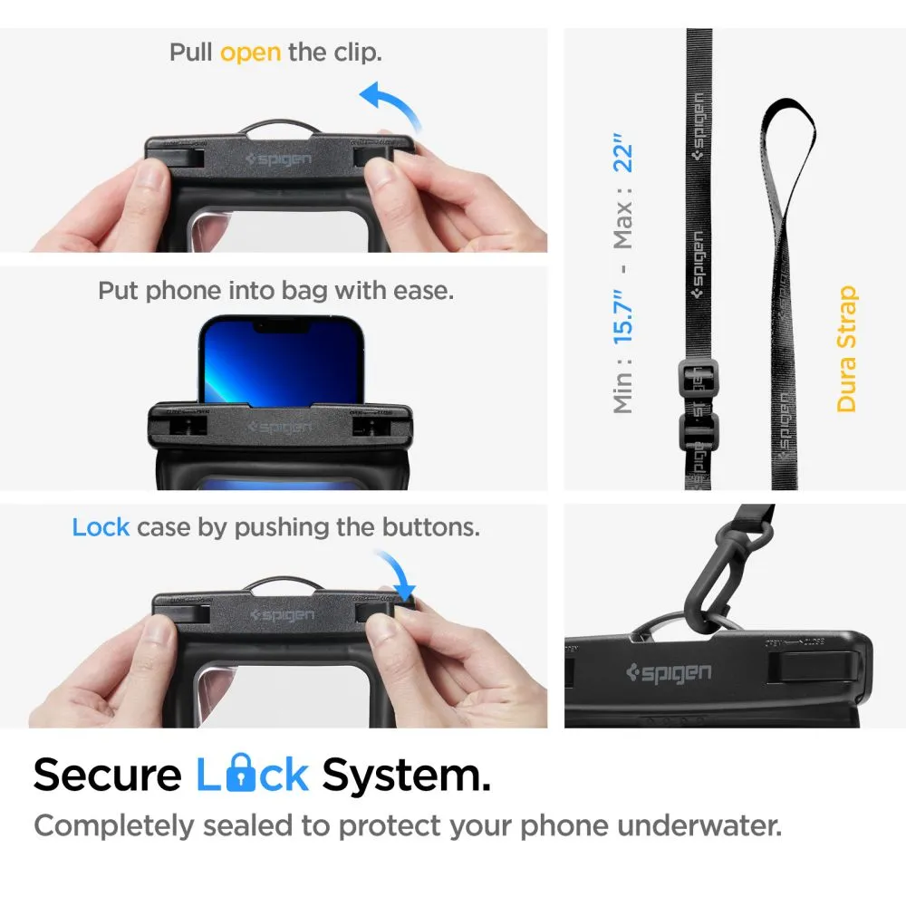Dažādi telefona maciņš melns SPIGEN A621 UNIVERSAL WATERPROOF CASE & WAIST BAG