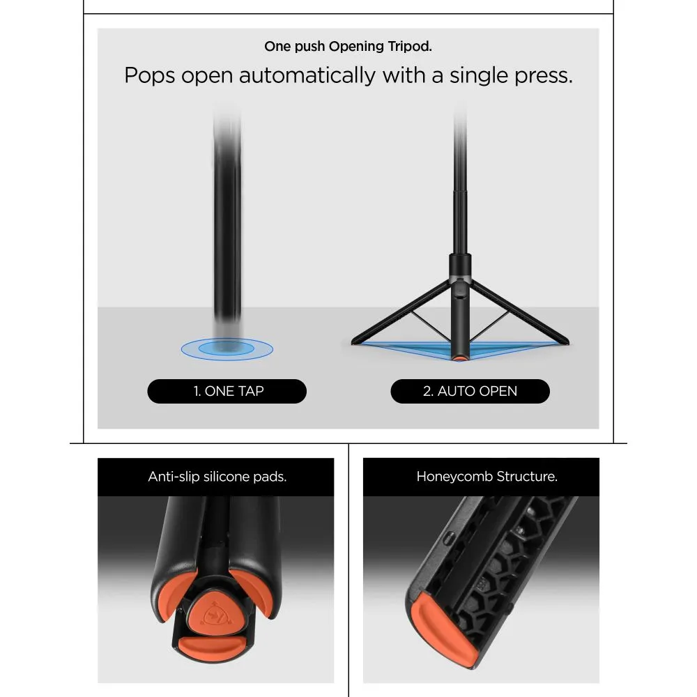  Dažādi SPIGEN S581W MAGSAFE BLUETOOTH SELFIE STICK TRIPOD Viedierīču melns
