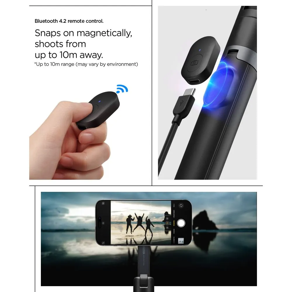  Dažādi SPIGEN S581W MAGSAFE BLUETOOTH SELFIE STICK TRIPOD Viedierīču melns