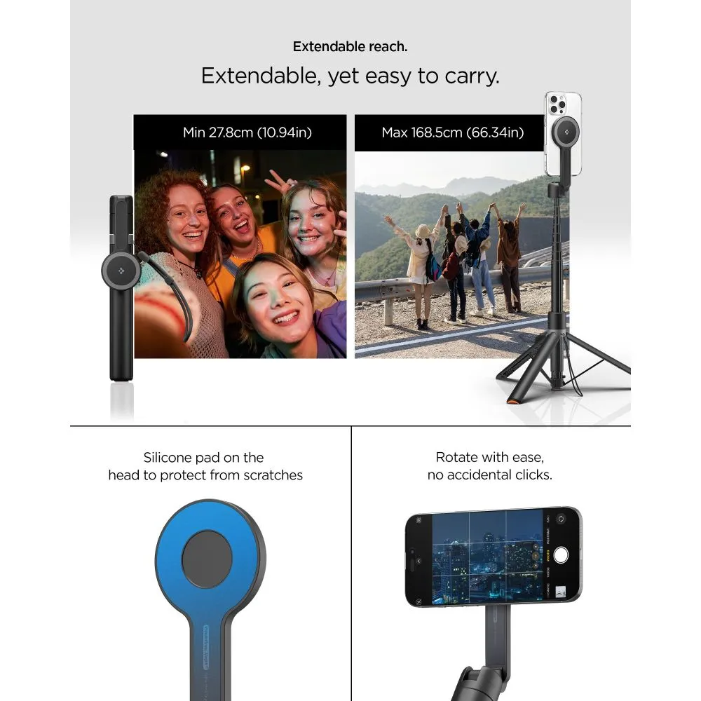  Dažādi SPIGEN S581W MAGSAFE BLUETOOTH SELFIE STICK TRIPOD Viedierīču melns