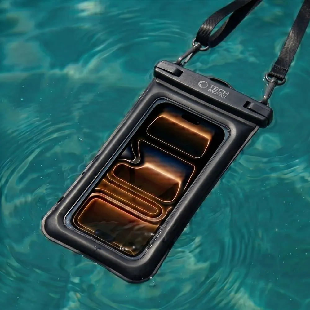  Dažādi telefona maciņš melns TECH-PROTECT UWC7 UNIVERSAL WATERPROOF FLOATING CASE 6.9 INCH
