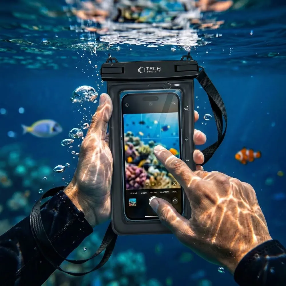  Dažādi telefona maciņš melns TECH-PROTECT UWC7 UNIVERSAL WATERPROOF FLOATING CASE 6.9 INCH