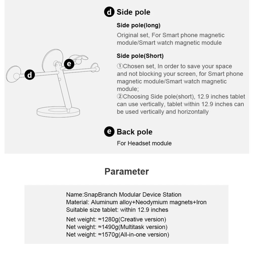  Dažādi NILLKIN SnapBranch Modular Device Station (Creative version)  pelēks
