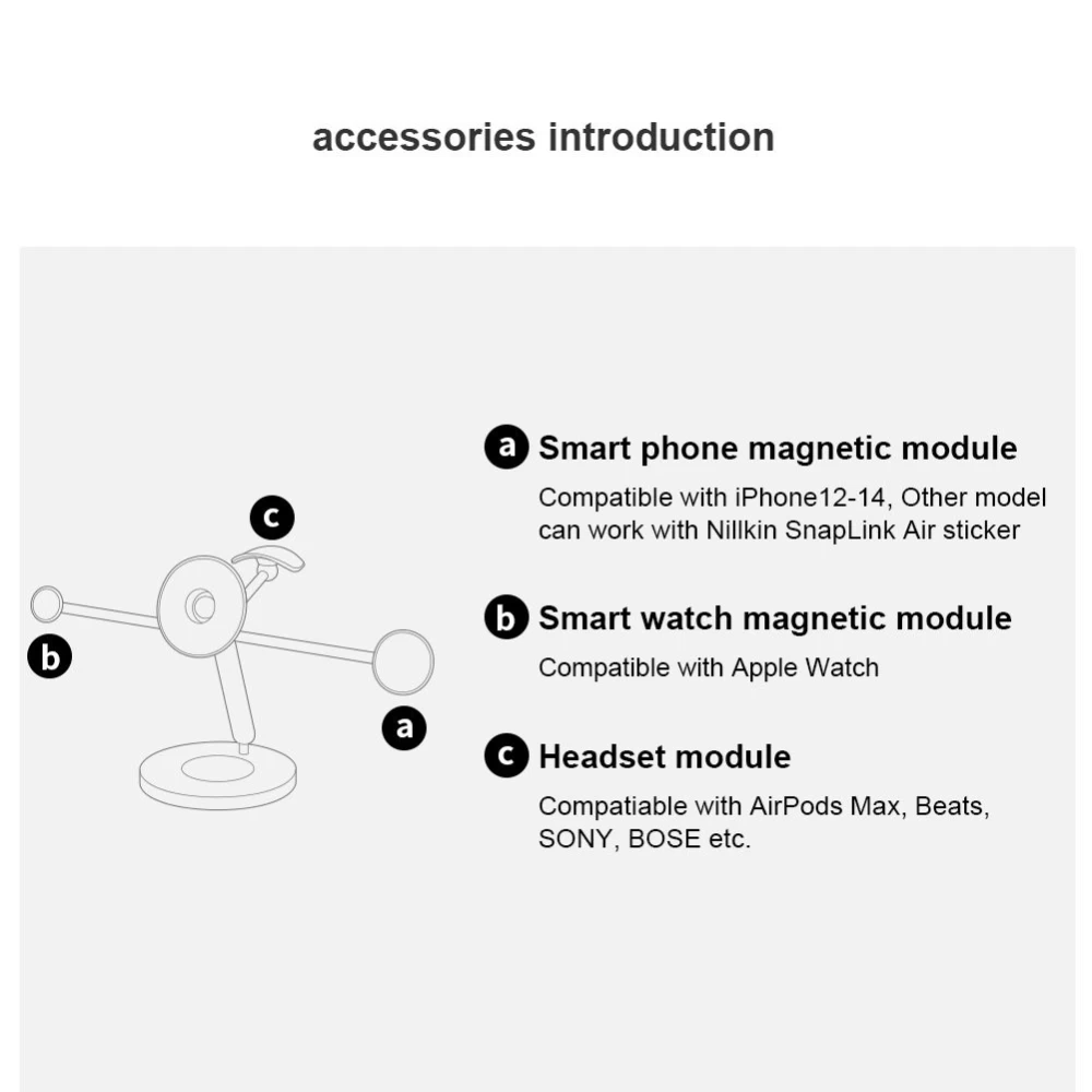  Dažādi NILLKIN SnapBranch Modular Device Station (Multitask version)  pelēks