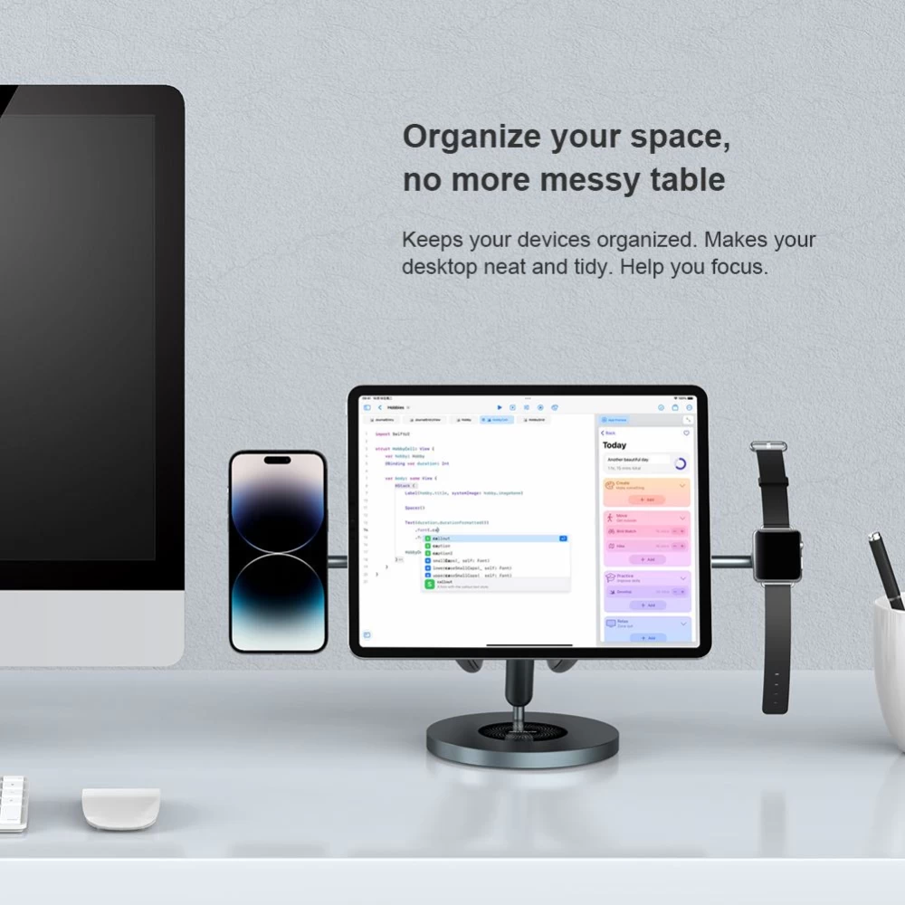  Dažādi NILLKIN SnapBranch Modular Device Station (All-in-one version)  pelēks