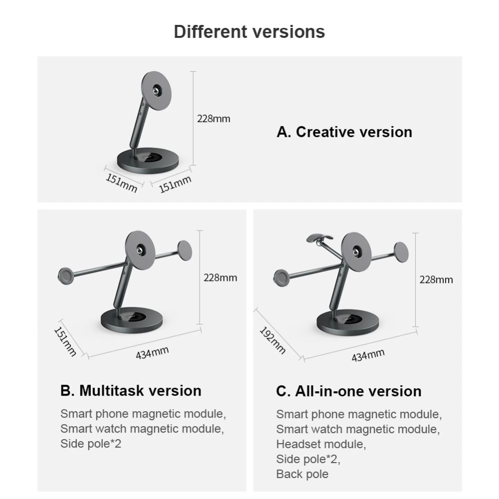  Dažādi NILLKIN SnapBranch Modular Device Station (All-in-one version)  pelēks