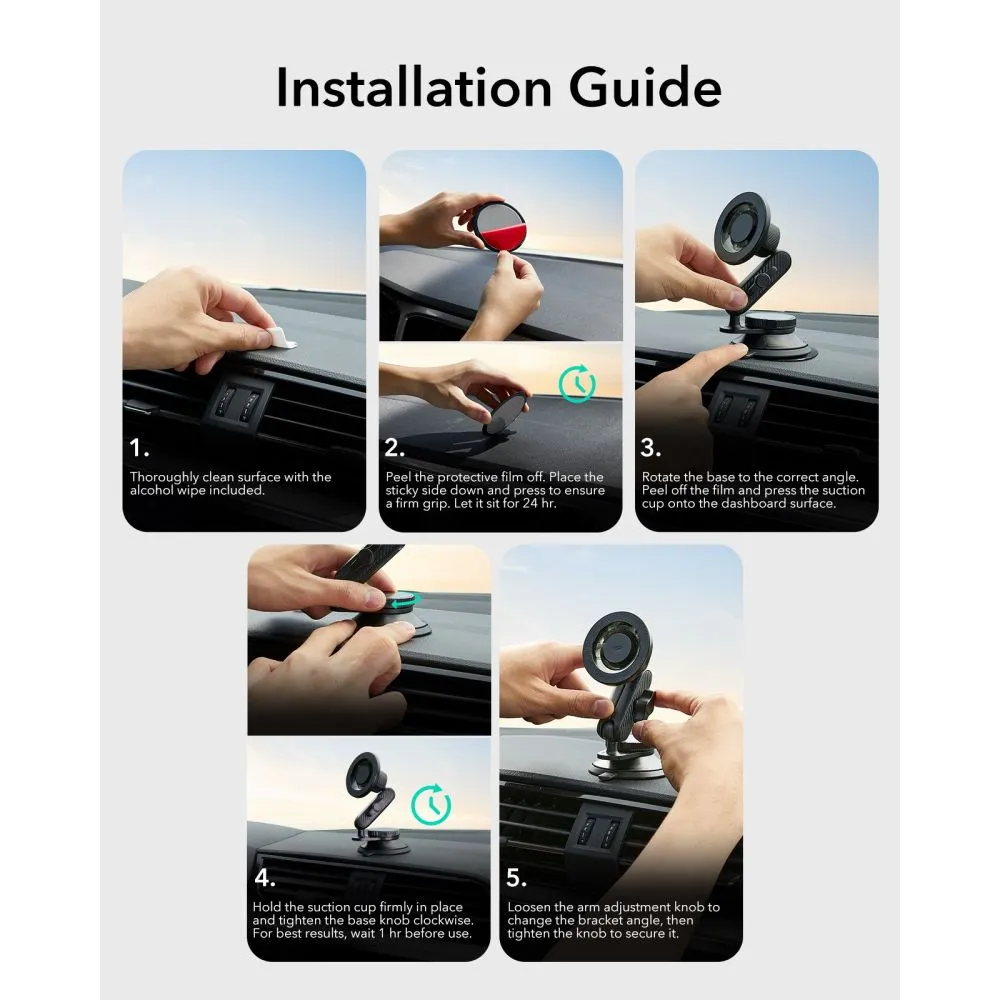  Dažādi ESR OMNILOCK MAGNETIC MAGSAFE DASHBOARD CAR MOUNT Viedierīču melns