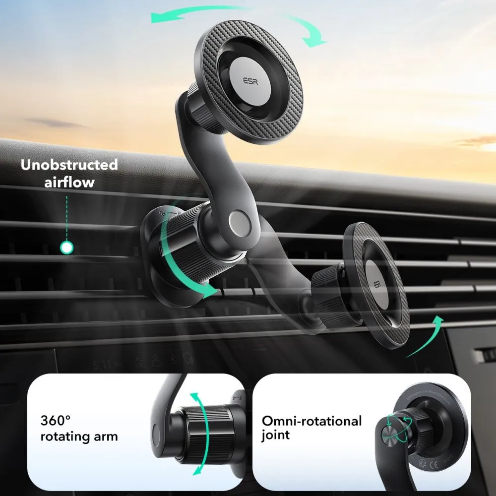 Dažādi ESR OMNILOCK MAGNETIC MAGSAFE VENT CAR MOUNT Viedierīču melns