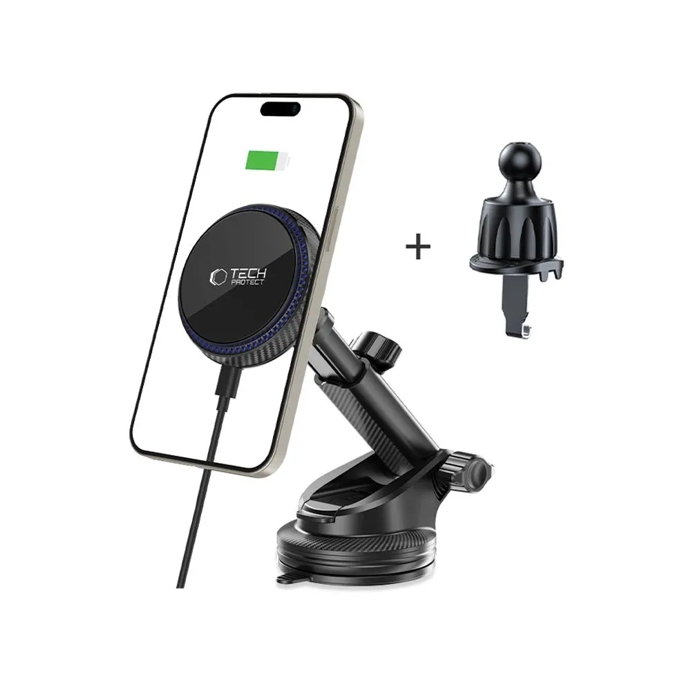 Aксессуары Other TECH-PROTECT MM15W-V4 MAGNETIC MAGSAFE DASHBOARD & VENT CAR MOUNT WIRELESS CHARGER 15W  черный