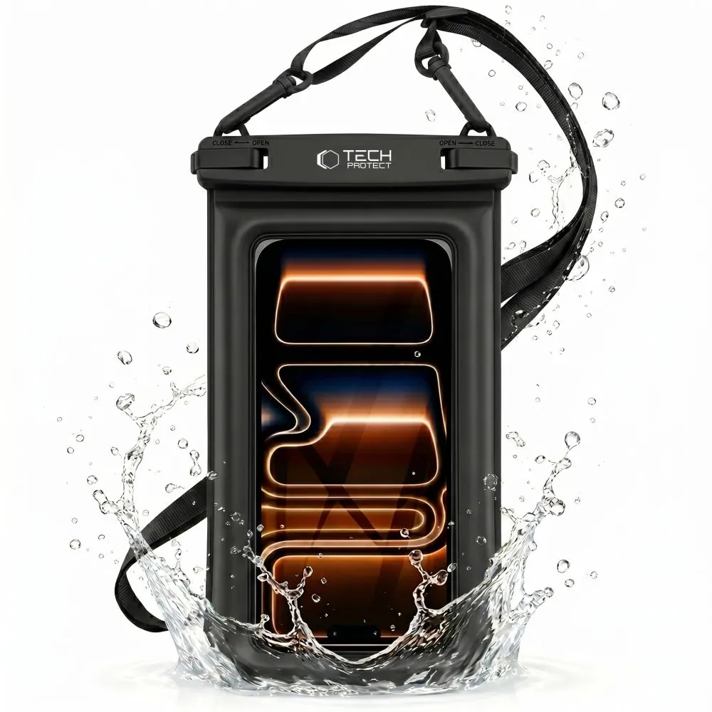  Dažādi telefona maciņš melns TECH-PROTECT UWC7 UNIVERSAL WATERPROOF FLOATING CASE 6.9 INCH