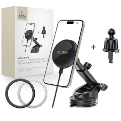 Tillbehör Other TECH-PROTECT MM15W-V4 MAGNETIC MAGSAFE DASHBOARD & VENT CAR MOUNT WIRELESS CHARGER 15W  svart