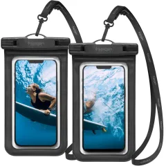 Dažādi telefona maciņš melns SPIGEN A601 UNIVERSAL WATERPROOF CASE 2-PACK