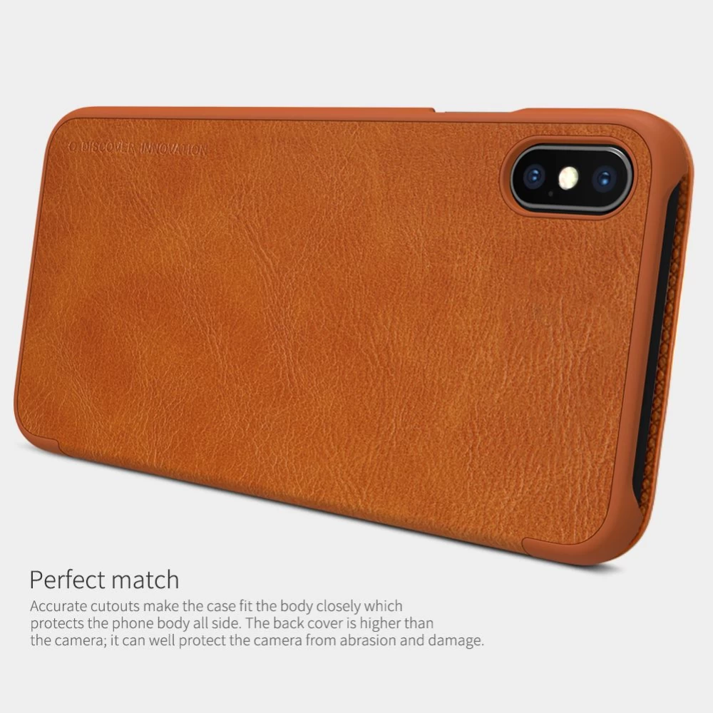 Apple iPhone XS Max dėklas rudas Nillkin Qin Leather