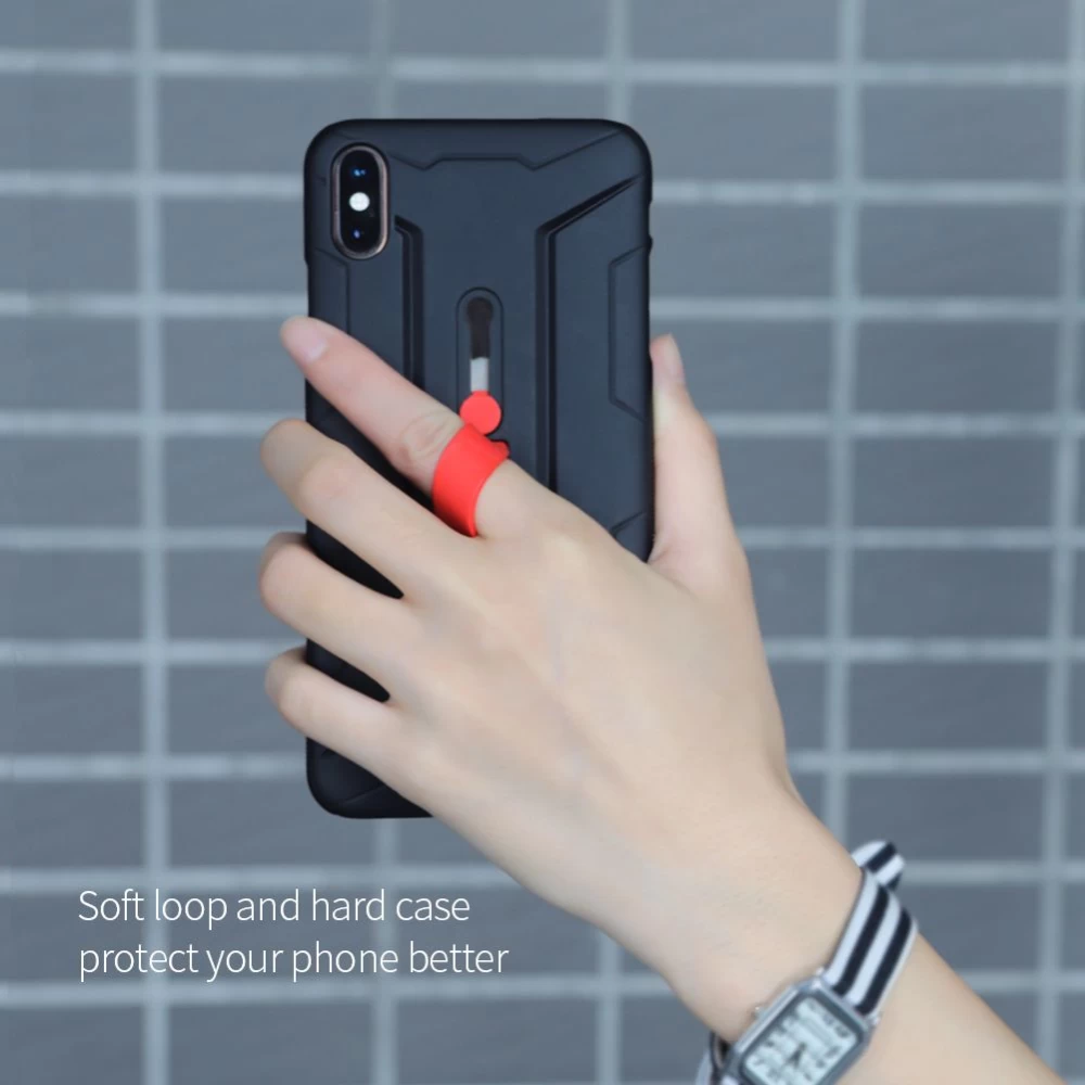 Apple iPhone XS Max dėklas Juoda Nillkin Grip  with Finger Loop