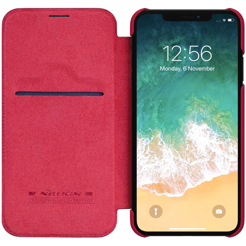 Apple iPhone XS Max fodral röd Nillkin Qin Leather