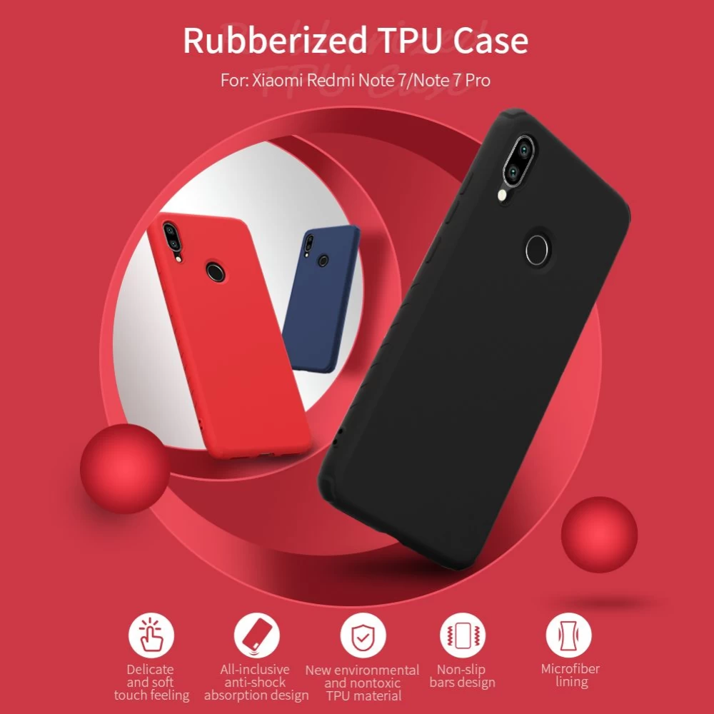 Xiaomi RedMi Note 7 dėklas raudonas Rubber Wrapped  Redmi