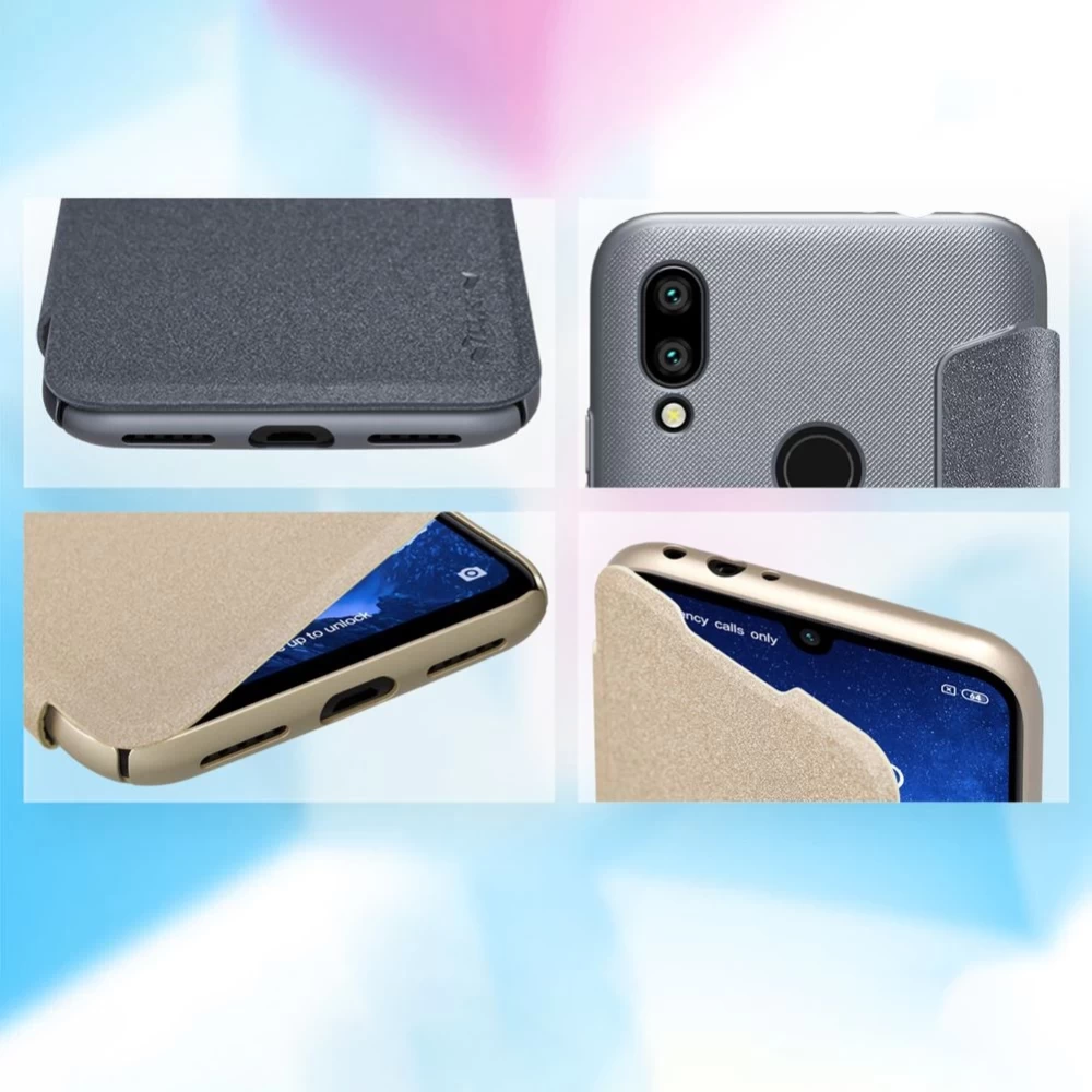 Xiaomi RedMi 7 maciņš zeltīts Sparkle Leather  Redmi