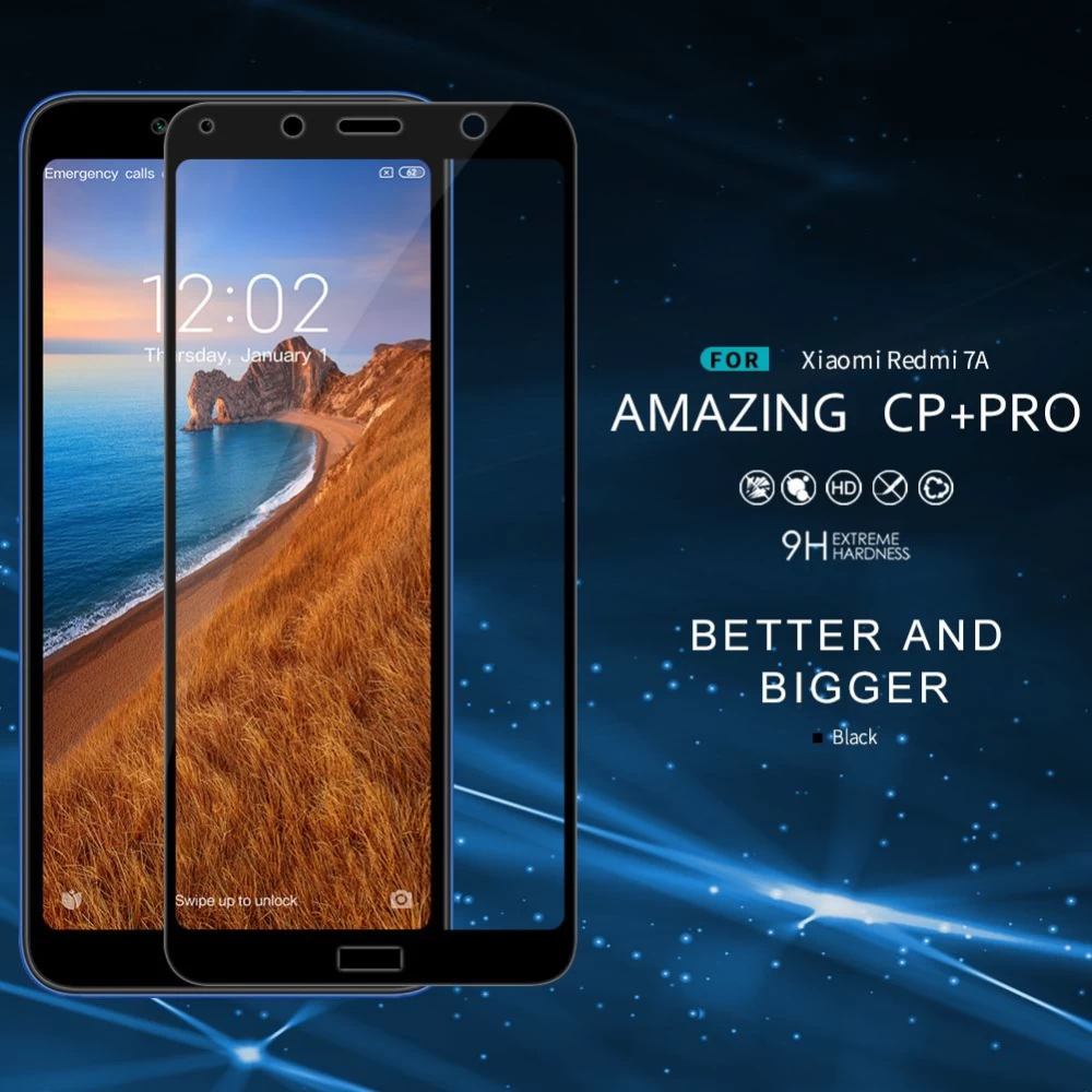 Xiaomi RedMi 7A aizsargstikls melns CP+PRO Tempered Glass Redmi
