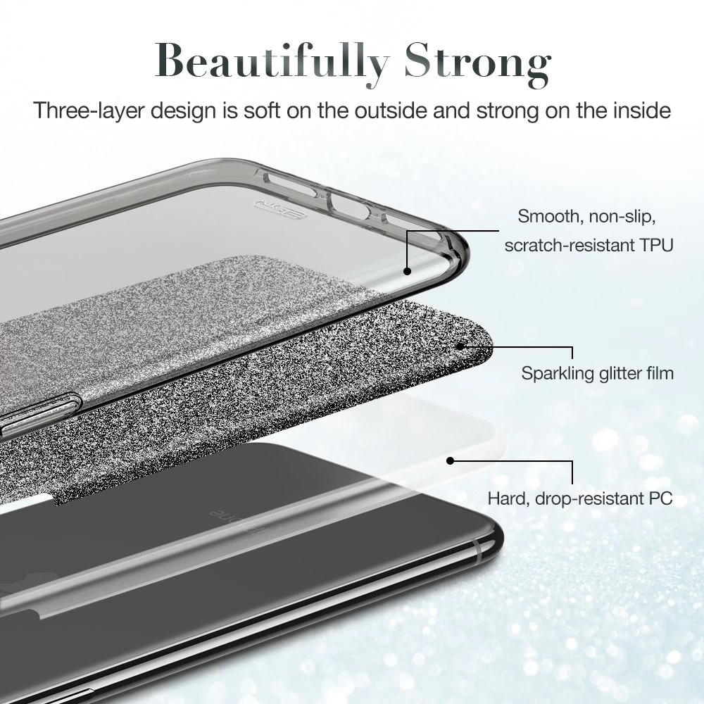 Apple iPhone 11 vāciņš melns ESR Makeup Glitter