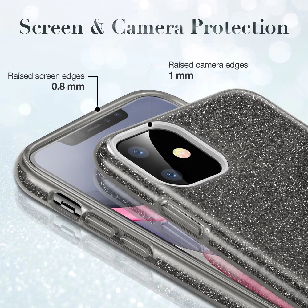 Apple iPhone 11 vāciņš melns ESR Makeup Glitter