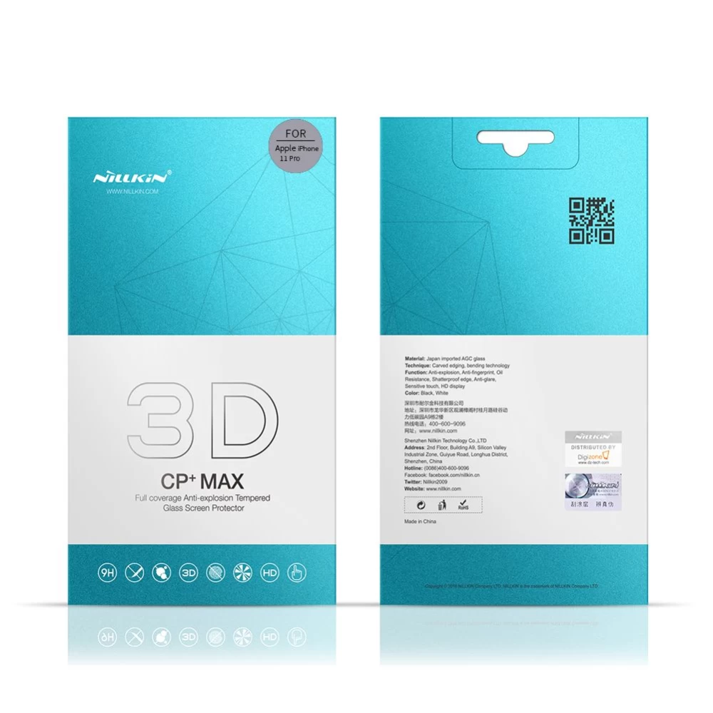 Apple iPhone 11 Pro aizsargstikls melns Nillkin 3D CP+MAX Tempered Glass