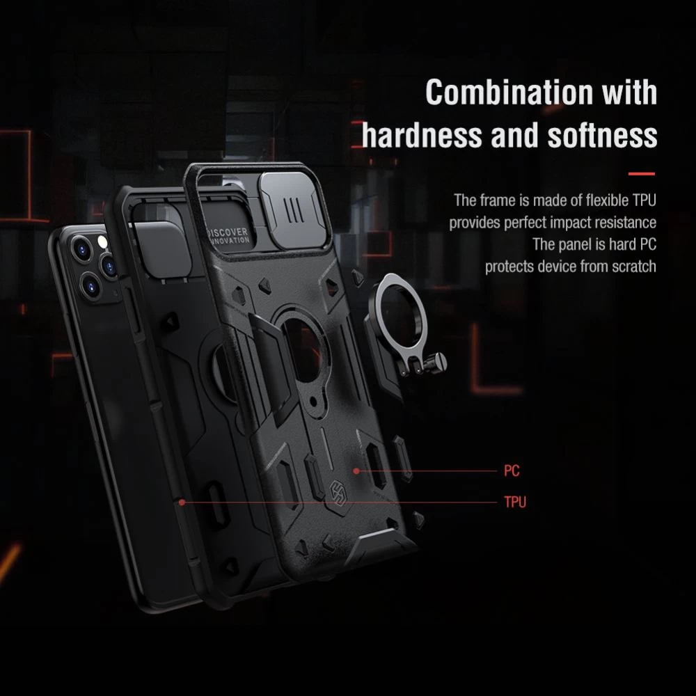 Apple iPhone 11 Pro Max vāciņš melns Nillkin CamShield Armor