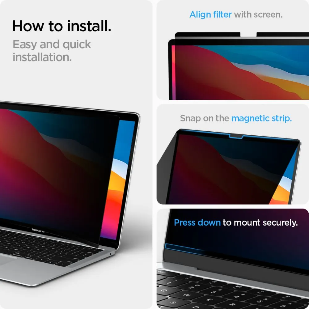 Apple MacBook Datora aizsargstikls  SPIGEN SAFE VIEW PRIVACY Macbook Air 13 M2 / M3 M4 (2023-2025)