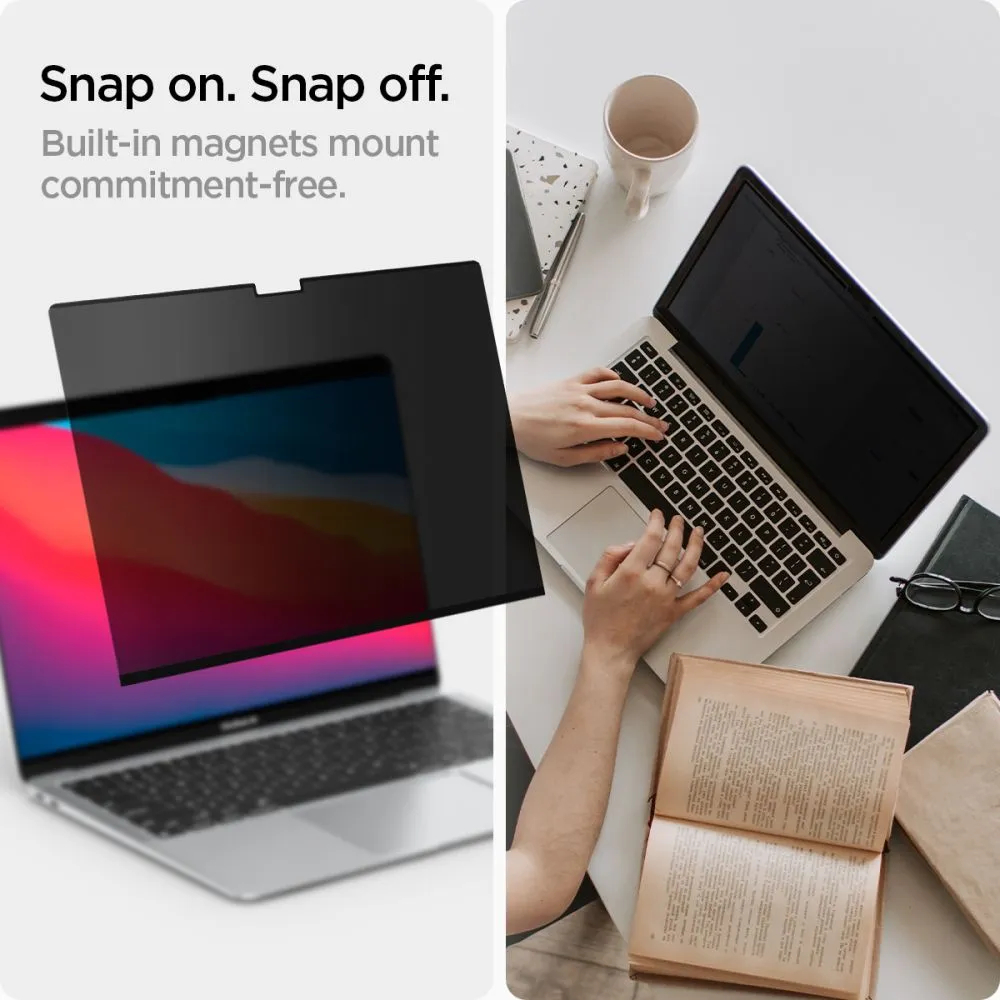 Apple MacBook Datora aizsargstikls  SPIGEN SAFE VIEW PRIVACY Macbook Air 13 M2 / M3 M4 (2023-2025)