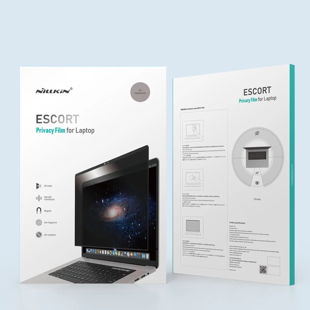 Apple MacBook ekrāna aizsargs melns Nillkin Escort Privacy Film Air 13.3 2019 / Pro