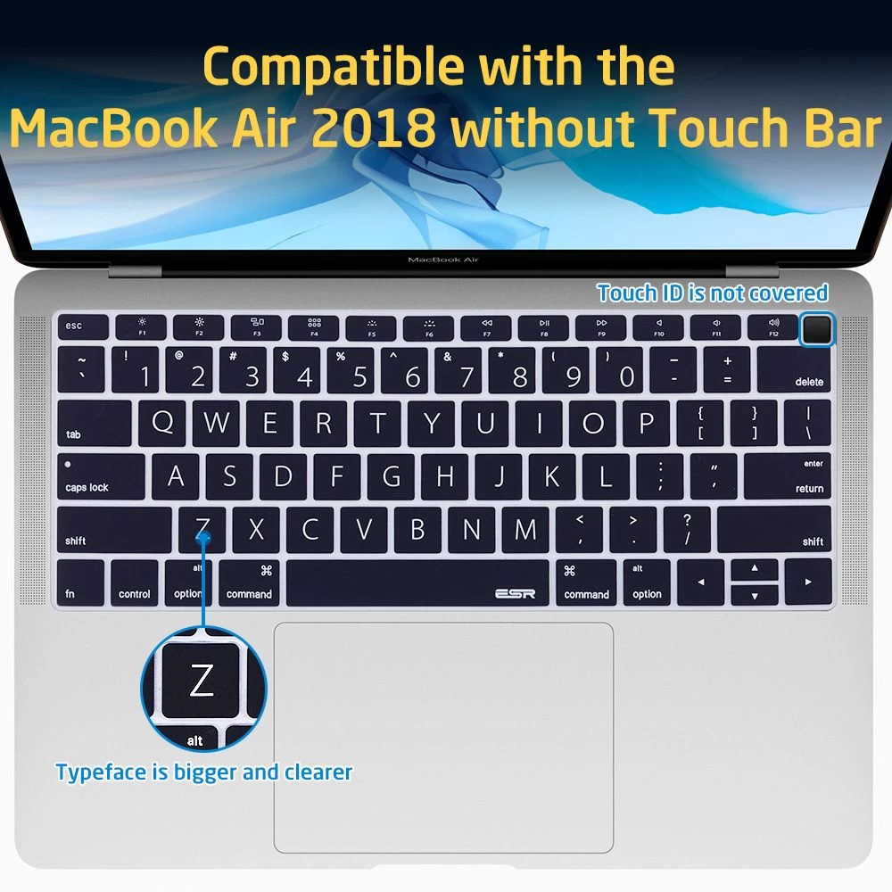 Apple MacBook ESR Keyboard Cover Macbook Air 2018 US Standart skal, fodral svart